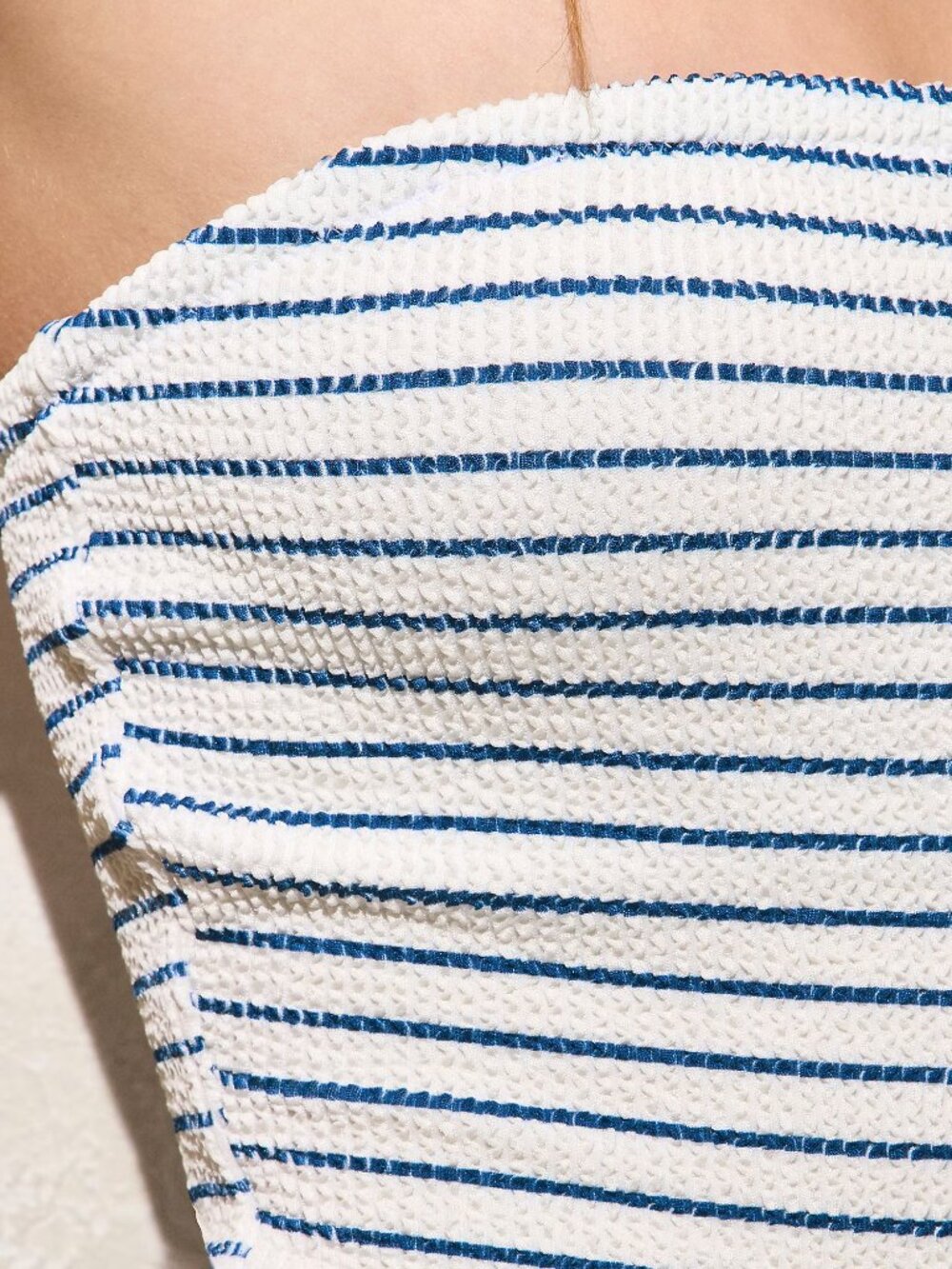 J. Crew White/Blue Stripe Gemma Bandeau Scrunchie One-Piece/NWT/12 - Picture 2 of 16